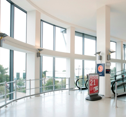 The store has an expansive glazed area, stretching from floor to ceiling The store has an expansive glazed area, stretching from floor to ceiling