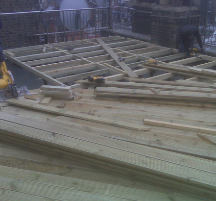 Timber decking is then fixed to the battens Timber decking is then fixed to the battens