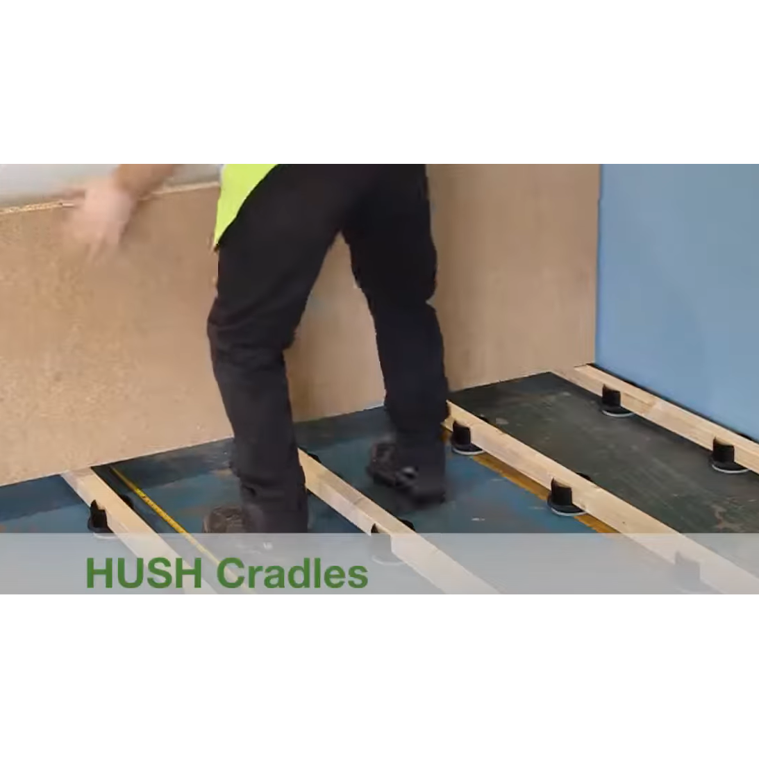 Hush Cradles: adjustable cradle for reducing impact sound in concrete or timber separating floors