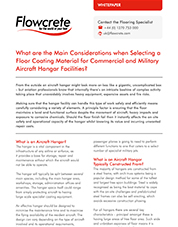 Selecting a floor coating material for commercial and military aircraft hangar facilities