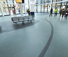 Decorative flooring for bus terminal