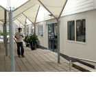Plymouth College of Art and Design’s attractive pergola covered terraced concourse alongside the new ‘Central Building’