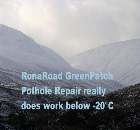 RonaRoad EcoPatch Pothole Repair working in the Highlands at -23°C