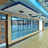 A variety of systems from Armstrong Ceilings feature on a redeveloped school
