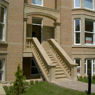 Cast stone balustrade and steps