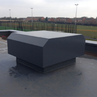 Shirebrook Academy Intelivent Roof Cowls and Penthouse Turrets, Ventilation Grilles, Wireless Smart Buildings Controllers, Low Leakage Motorized Volume control Dampers.