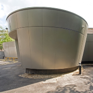 Curved rainscreen aluminium cladding used on sports centre