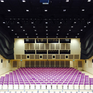 Architectural mesh ceiling panels for theatre ceiling
