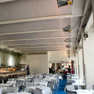 Architectural mesh ceiling at The River Café, London