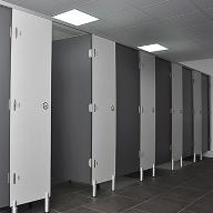 Shower and toilet cubicles at Glan Morfa Mawr Caravan Park