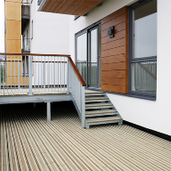 Smooth anti-slip decking for riverside housing development
