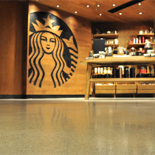 Vibrant Flowcrete resin terrazzo floor at Starbucks