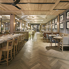 Paraquet flooring at bustling London restaurant