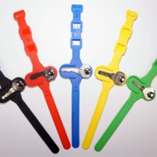 Locker key wrist straps for swimming pools