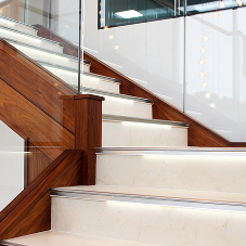 Schlüter illuminated profiles for feature staircase