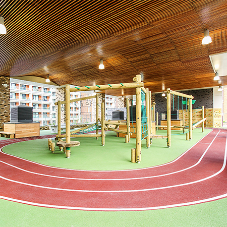 Striking ceiling for school's play area