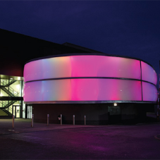 Pillow facade with LED lighting for Salford Law school