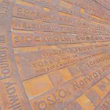 Bespoke cast iron ground compass for Leeds Central Station