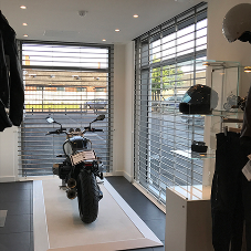 Bolton Gate Company Security grilles at BMW Motorcycle showroom