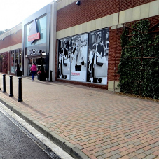High capacity channel system drains at Designer Outlet