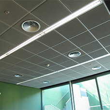 Corrugated wire mesh panels for ceiling