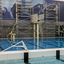 Horizontal bulkhead in Newbattle swimming pool