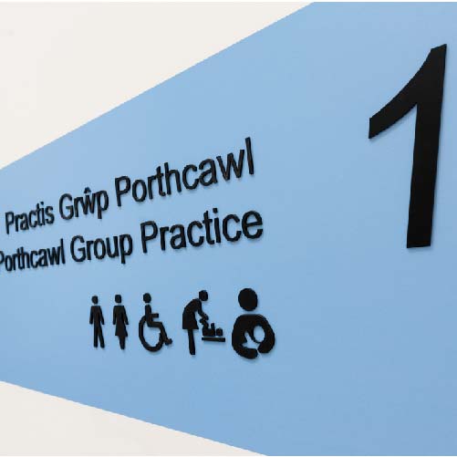 Branding and wayfinding graphics for Porthcawl Medical Centre
