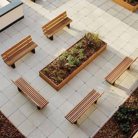 Beautiful street furniture provides tranquility for roof terrace