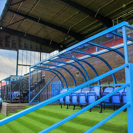Sports dugouts and crowd barriers for Macclesfield Town Football Club