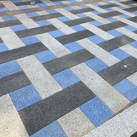 Blue textured Andover block paving enhances town centre