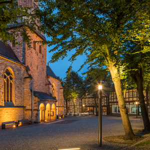 Church square is illuminated with Lif