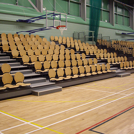 Retractable spectator seating at the Lagoon Leisure Centre