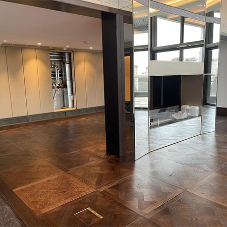 Feature solid wood floor with timeless design for London Penthouse