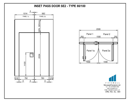 SL-804 Double Inset Pass Door SE2 - Type 80-100