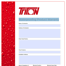 TT Admix Triton Waterproofing Product Warranty Certificate