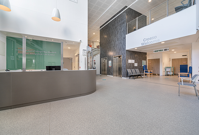 Selection of Polyflor vinyl flooring products for Cardigan Integrated Care Centre