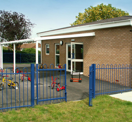 The outdoor play area behind the centre