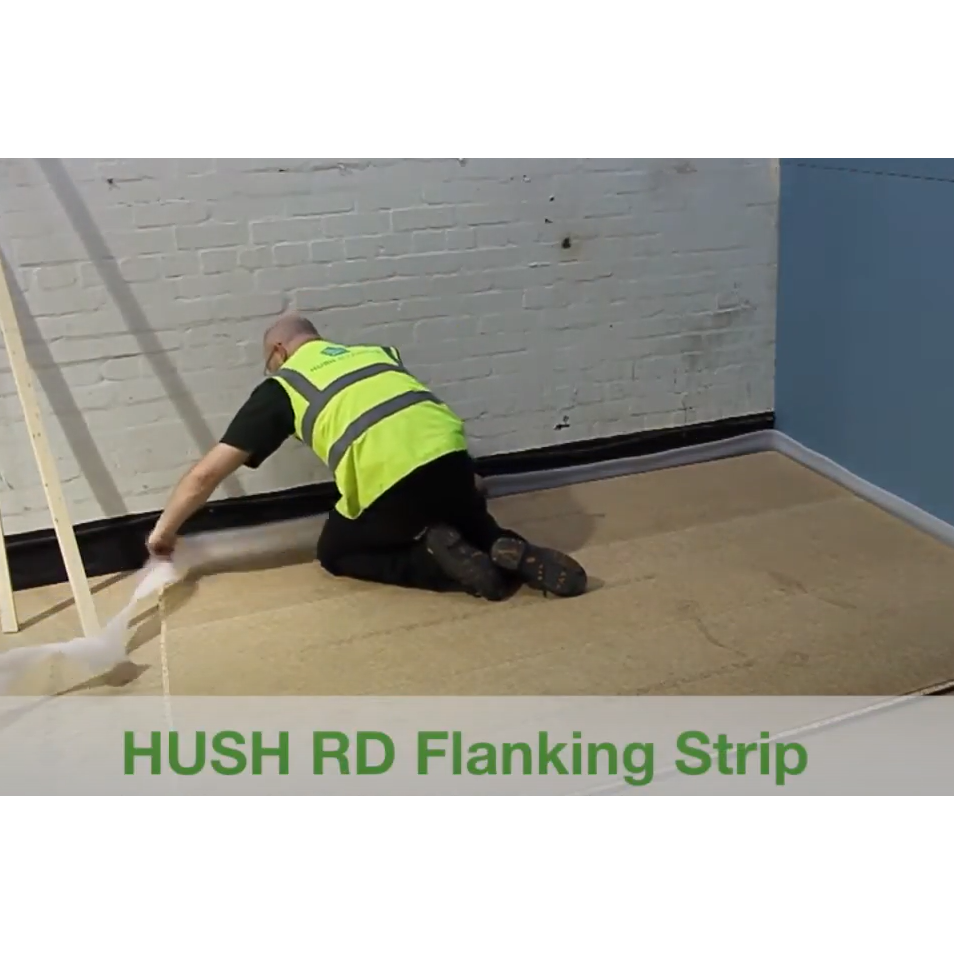 Hush RD Flanking Strip: maintain acoustic isolation and seal all perimeters at wall junctions