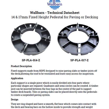 14 & 17mm Fixed Height Pedestal for Paving or Decking