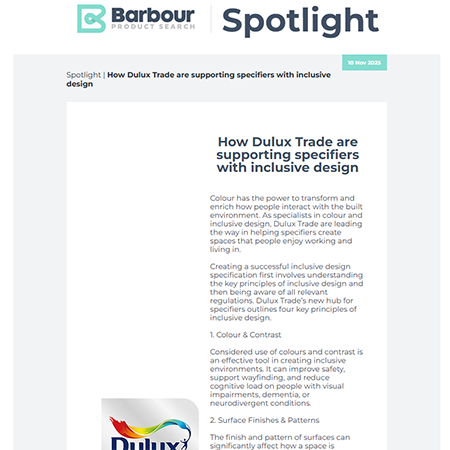 Manufacturer Spotlight | Dulux Trade – Supporting specifiers with inclusive design