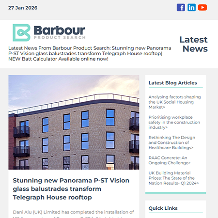 Latest News From Barbour Product Search:   Stunning new Panorama P-ST Vision glass balustrades transform Telegraph House rooftop| NEW Batt Calculator Available online now!