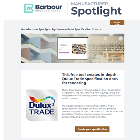 Manufacturer Spotlight |This free tool creates in-depth Dulux Trade specification docs for tendering