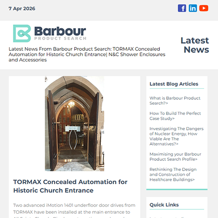 Latest News From Barbour Product Search: TORMAX Concealed Automation for Historic Church Entrance| N&C Shower Enclosures and Accessories
