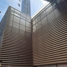 Caice Acoustic Louvre screens installed by Colorminium's in-house team on a challenging multi-story hotel site