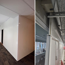 Fire-rated and acoustic hoarding minimising disruption during renovation