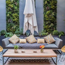 Courtyard Faux Green Wall Design in London, UK