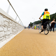 Coloured asphalt surfacing for sea front promenade