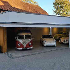 Curved Garage Door Complements Berkshire Home