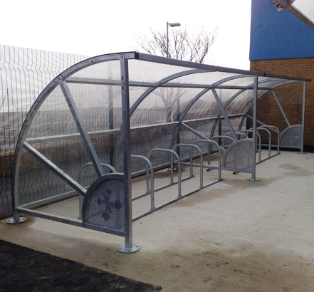 The cycle shelters provide parking for 80 bicycles