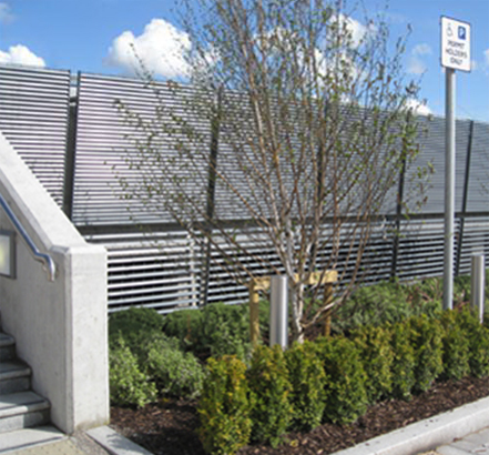 Talia steel louvres provide visual screening for Portlaoise
